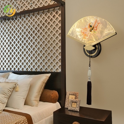 Lâmpada de parede nova do corredor da lâmpada de parede da folha do fã da cor do esmalte do cobre do estilo chinês