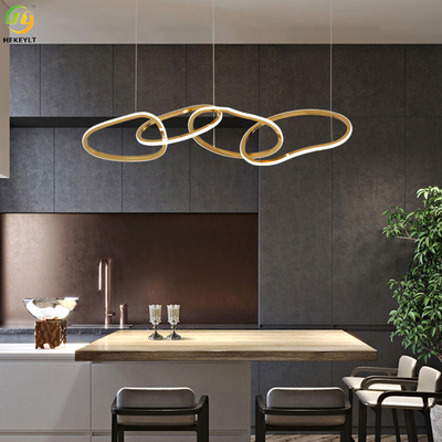 Círculo moderno da luz cinco do pendente da cozinha de aço inoxidável da gota do silicone para a sala de visitas